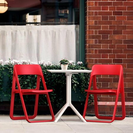 BOOK PUBLISHING CO Dream Folding Outdoor Bistro Set with White Table & 2 Red Chairs GR3437479